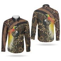 Papua New Guinea and Indonesia Batik Couples Matching Summer Maxi Dress and Long Sleeve Button Shirt Bird of Paradise with Tribal Batik Patterns LT03 - Polynesian Pride