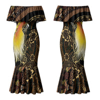 Papua New Guinea and Indonesia Batik Family Matching Mermaid Dress and Hawaiian Shirt Bird of Paradise with Tribal Batik Patterns LT03 Mom's Dress Multicolor - Polynesian Pride