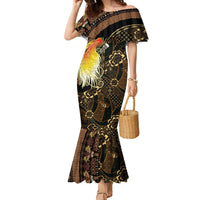 Papua New Guinea and Indonesia Batik Family Matching Mermaid Dress and Hawaiian Shirt Bird of Paradise with Tribal Batik Patterns