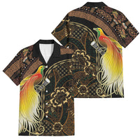 Papua New Guinea and Indonesia Batik Family Matching Off The Shoulder Long Sleeve Dress and Hawaiian Shirt Bird of Paradise with Tribal Batik Patterns LT03 Dad's Shirt - Short Sleeve Multicolor - Polynesian Pride