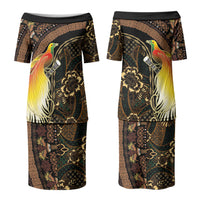 Papua New Guinea and Indonesia Batik Family Matching Puletasi and Hawaiian Shirt Bird of Paradise with Tribal Batik Patterns LT03 Mom's Dress Multicolor - Polynesian Pride