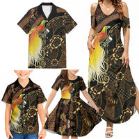 Papua New Guinea and Indonesia Batik Family Matching Summer Maxi Dress and Hawaiian Shirt Bird of Paradise with Tribal Batik Patterns LT03 - Polynesian Pride