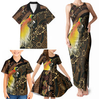 Papua New Guinea and Indonesia Batik Family Matching Tank Maxi Dress and Hawaiian Shirt Bird of Paradise with Tribal Batik Patterns LT03 - Polynesian Pride