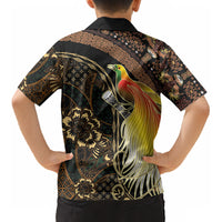 Papua New Guinea and Indonesia Batik Kid Hawaiian Shirt Bird of Paradise with Tribal Batik Patterns LT03 - Polynesian Pride