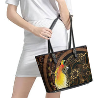 Papua New Guinea and Indonesia Batik Leather Tote Bag Bird of Paradise with Tribal Batik Patterns