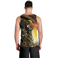 Papua New Guinea and Indonesia Batik Men Tank Top Bird of Paradise with Tribal Batik Patterns