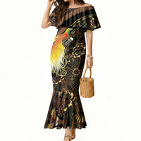 Papua New Guinea and Indonesia Batik Mermaid Dress Bird of Paradise with Tribal Batik Patterns LT03 Women Multicolor - Polynesian Pride
