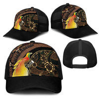 Papua New Guinea and Indonesia Batik Mesh Trucker Cap Bird of Paradise with Tribal Batik Patterns