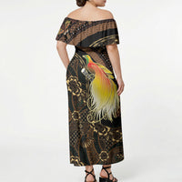 Papua New Guinea and Indonesia Batik Off Shoulder Maxi Dress Bird of Paradise with Tribal Batik Patterns LT03 - Polynesian Pride