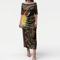 Papua New Guinea and Indonesia Batik Puletasi Bird of Paradise with Tribal Batik Patterns LT03 Long Dress Multicolor - Polynesian Pride