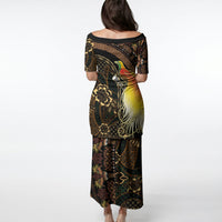 Papua New Guinea and Indonesia Batik Puletasi Bird of Paradise with Tribal Batik Patterns LT03 - Polynesian Pride