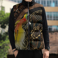 Papua New Guinea and Indonesia Batik Sleeveless Puffer Jacket Bird of Paradise with Tribal Batik Patterns