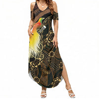 Papua New Guinea and Indonesia Batik Summer Maxi Dress Bird of Paradise with Tribal Batik Patterns LT03 Women Multicolor - Polynesian Pride