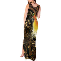Papua New Guinea and Indonesia Batik Tank Maxi Dress Bird of Paradise with Tribal Batik Patterns