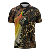 Papua New Guinea and Indonesia Batik Zipper Polo Shirt Bird of Paradise with Tribal Batik Patterns LT03 Multicolor - Polynesian Pride