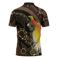 Papua New Guinea and Indonesia Batik Zipper Polo Shirt Bird of Paradise with Tribal Batik Patterns LT03 - Polynesian Pride