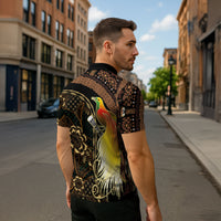 Papua New Guinea and Indonesia Batik Zipper Polo Shirt Bird of Paradise with Tribal Batik Patterns LT03 - Polynesian Pride