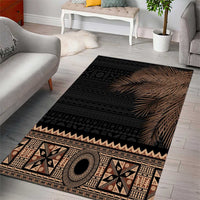 Fiji Palm Leaves Area Rug Masi and Tapa Tribal Pattern Beige Color