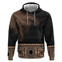 Fiji Palm Leaves Hoodie Masi and Tapa Tribal Pattern Beige Color LT03 Pullover Hoodie Beige - Polynesian Pride