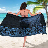 Fiji Palm Leaves Sarong Masi and Tapa Tribal Pattern Blue Color