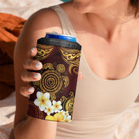 Polynesian Turtle 4 in 1 Can Cooler Tumbler Plumeria Hibiscus Pattern Oxblood