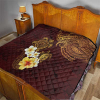 Polynesian Turtle Quilt Plumeria Hibiscus Pattern Oxblood