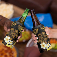 Polynesian Turtle 4 in 1 Can Cooler Tumbler Plumeria Hibiscus Pattern Black Color