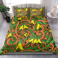 New Zealand Kowhai Flowers Bedding Set Maori Koru Pattern