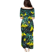 New Zealand Kowhai Flowers Family Matching Puletasi and Hawaiian Shirt Maori Koru Pattern With Paua Shell Style