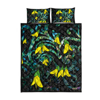New Zealand Kowhai Flowers Quilt Bed Set Maori Koru Pattern With Paua Shell Style