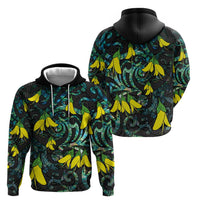 New Zealand Kowhai Flowers Zip Hoodie Maori Koru Pattern With Paua Shell Style LT03 - Polynesian Pride