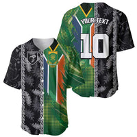 Custom Aotearoa South Africa Rugby Freedom Cup Baseball Jersey Maori Silver Fern Art and Sporty Flag SA - Polynesian Pride