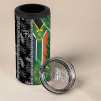Custom Aotearoa South Africa Rugby Freedom Cup 4 in 1 Can Cooler Tumbler Maori Silver Fern Art and Sporty Flag SA - Polynesian Pride