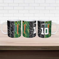 Custom Aotearoa South Africa Rugby Freedom Cup Ceramic Mug Maori Silver Fern Art and Sporty Flag SA - Polynesian Pride