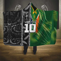 Custom Aotearoa South Africa Rugby Freedom Cup Hooded Blanket Maori Silver Fern Art and Sporty Flag SA - Polynesian Pride