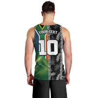 Custom Aotearoa South Africa Rugby Freedom Cup Men Tank Top Maori Silver Fern Art and Sporty Flag SA - Polynesian Pride