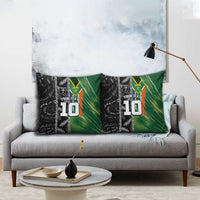 Custom Aotearoa South Africa Rugby Freedom Cup Pillow Cover Maori Silver Fern Art and Sporty Flag SA - Polynesian Pride