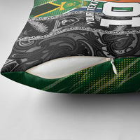Custom Aotearoa South Africa Rugby Freedom Cup Pillow Cover Maori Silver Fern Art and Sporty Flag SA - Polynesian Pride