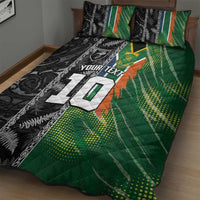 Custom Aotearoa South Africa Rugby Freedom Cup Quilt Bed Set Maori Silver Fern Art and Sporty Flag SA - Polynesian Pride
