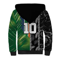 Custom Aotearoa South Africa Rugby Freedom Cup Sherpa Hoodie Maori Silver Fern Art and Sporty Flag SA - Polynesian Pride