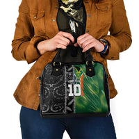 Custom Aotearoa South Africa Rugby Freedom Cup Shoulder Handbag Maori Silver Fern Art and Sporty Flag SA - Polynesian Pride