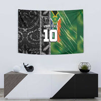 Custom Aotearoa South Africa Rugby Freedom Cup Tapestry Maori Silver Fern Art and Sporty Flag SA - Polynesian Pride