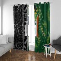 Custom Aotearoa South Africa Rugby Freedom Cup Window Curtain Maori Silver Fern Art and Sporty Flag SA - Polynesian Pride