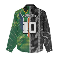 Custom Aotearoa South Africa Rugby Freedom Cup Women Casual Shirt Maori Silver Fern Art and Sporty Flag SA - Polynesian Pride