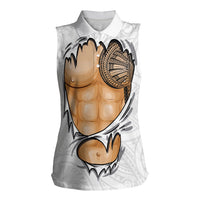 Samoan Tatau Women Sleeveless Polo Shirt Tattoo Reveal Effect