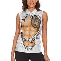 Samoan Tatau Women Sleeveless Polo Shirt Tattoo Reveal Effect