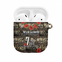 Pearl Harbor Remembrance Day AirPods Case Memories of December 7 with Red Poppy Lei - Polynesian Pride