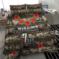Pearl Harbor Remembrance Day Bedding Set Memories of December 7 with Red Poppy Lei - Polynesian Pride