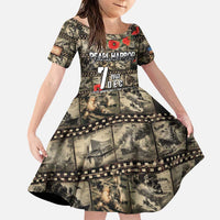 Pearl Harbor Remembrance Day Personalized Family Matching Puletasi and Hawaiian Shirt Memories of December 7 with Red Poppy Lei LT03 Daughter's Dress Beige - Polynesian Pride