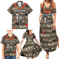 Pearl Harbor Remembrance Day Personalized Family Matching Summer Maxi Dress and Hawaiian Shirt Memories of December 7 with Red Poppy Lei - Polynesian Pride